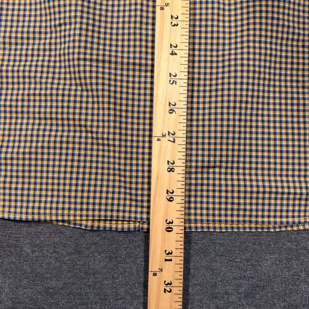 Banana Republic Button Down Shirt Mens L Orange Plaid Slim Flex Tech Stretch